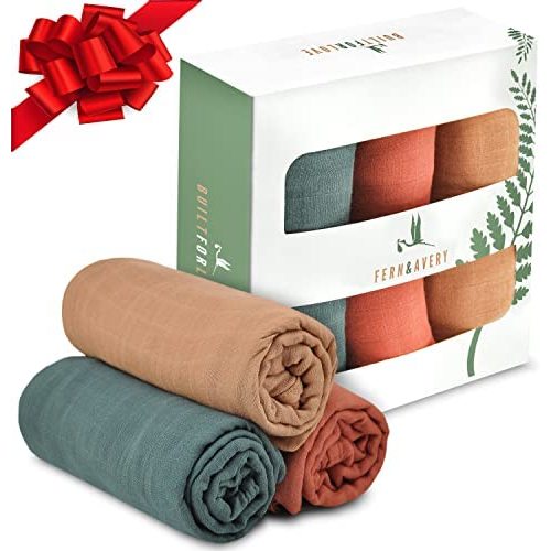 Fern & Avery Swaddle Blankets - Organic Cotton and Bamboo Baby Blankets - Gender Neutral Muslin Swaddles for Baby Boy or Baby Girl - Newborn Essential Receiving Blankets - Swaddle Set of 3 - Forest