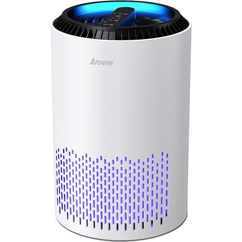 AROEVE Air Purifiers for Home, HEPA Air Purifiers Air Cleaner For Smoke Pollen Dander Hair Smell Portable Air Purifier with Sleep Mode Speed Control For Bedroom Office Living Room, MK01- White