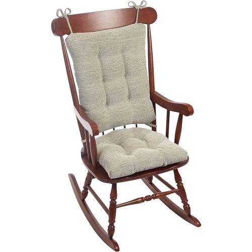 Klear Vu Omega Non-Slip Rocking Chair Cushion, Assembled in USA, Thick Tufted Design, Includes Seat Pad & Back Pillow with Ties, 17x17 Inches, 2-Piece Set, Saltbox Gray 2 Count