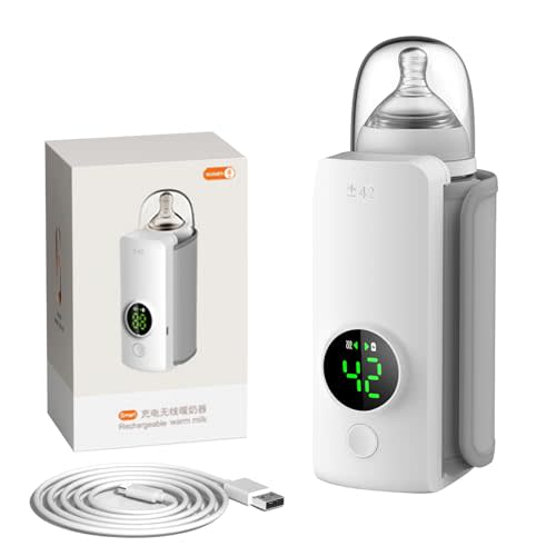 Portable Bottle Warmer,Travel-Friendly,Fast-Heating,Cordless & Rechargable,Baby Bottle Warmer,Comfortable Feeding Bottle Warmer on The Go,Precise Temperature