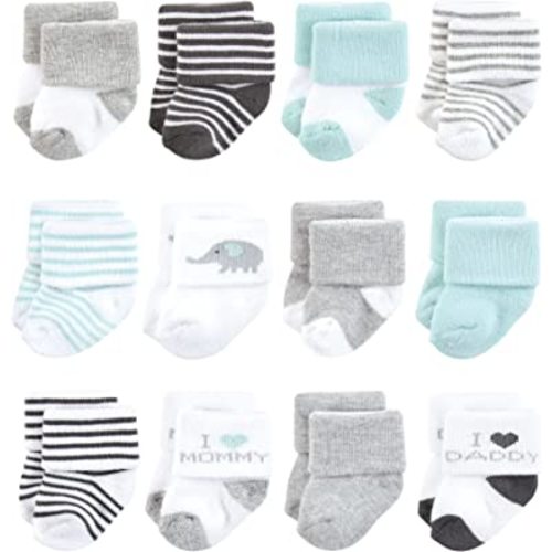 Hudson Baby Baby Girls' Cotton Rich Newborn and Terry Socks