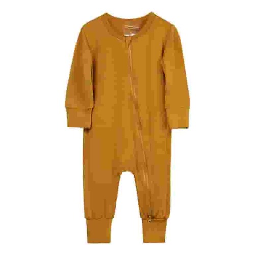 Bjutir Baby Toddler Bodysuit Cotton Rompers Footless Pajamas Zipper Long Sleeve Sleeper Jumpsuit Gold 3-6 Months