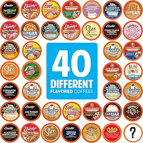 Two Rivers Coffee Flavored Coffee Pods Compatible with Keurig K Cup Brewers, Assorted Variety Pack Flavored Coffee, 40 Count