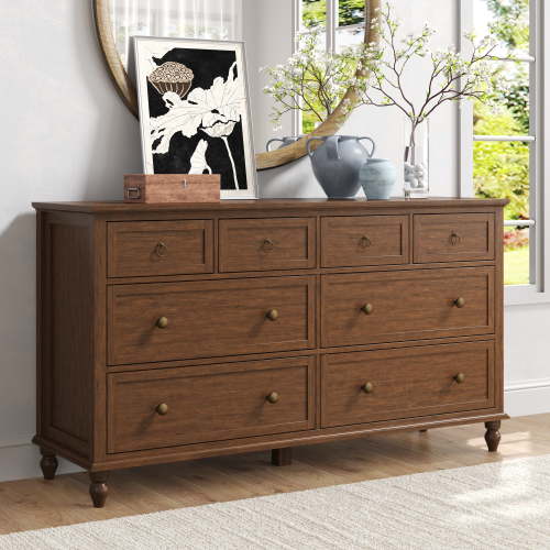 ChVans 65 inch Large Long Drawer Dresser, 8 Drawer Dresser for Bedroom, Modern Farmhouse Wood Wide Chest of Drawers, Storage Dressers for Bedroom, Living Room & Hallway