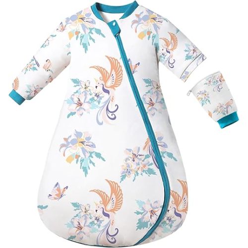 2.5 TOG Baby Sleep Sack for Winter, Super Warm Removable Long Sleeve Quilted Sleeping Sack with 2-Way Zipper