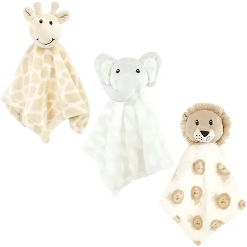 Hudson Baby Unisex Baby Animal Face Security Blanket, Safari Boy, One Size