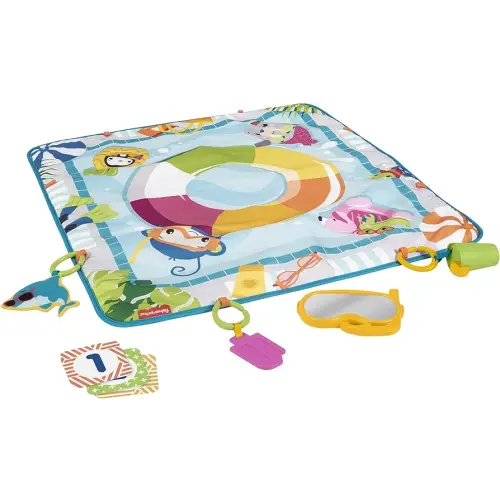 Fisher-Price Dive Right in Activity Mat, Pool-Themed playmat with 4 Toys for Newborn Baby