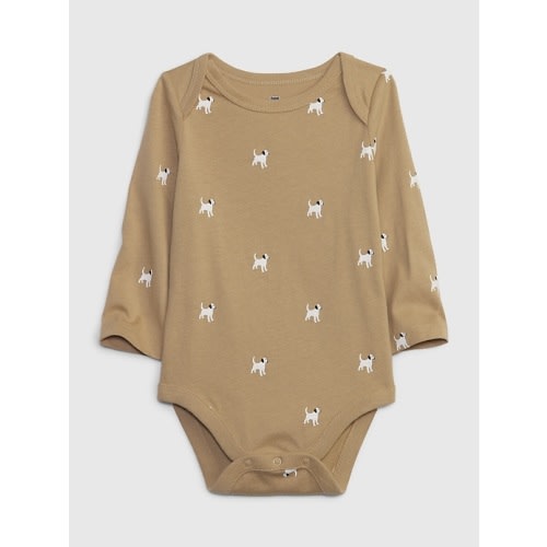 3-6M Baby Organic Cotton Mix and Match Graphic Bodysuit in khaki