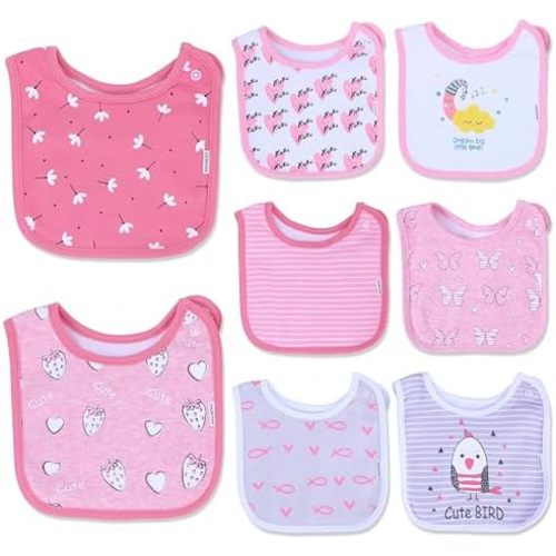 DOKMA Set 8 Organic Cotton Baby Drool Bibs - Bandana Teething Bibs for Baby - Bandana Drool Bibs - Ultra Soft, No Scratch