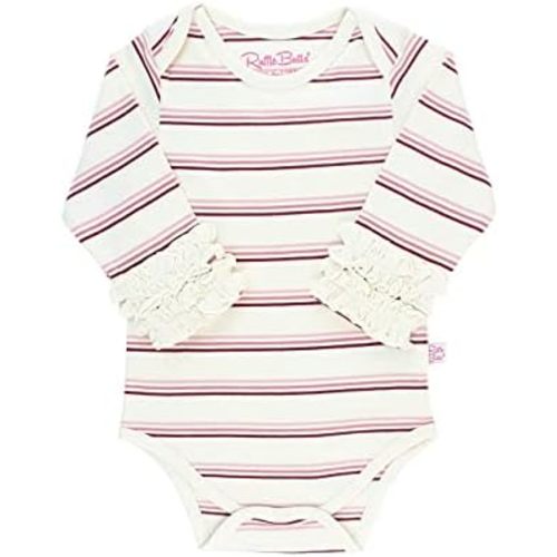 RuffleButts Baby/Toddler Girls Knit Long Sleeve Ruffle Bodysuit with Snaps