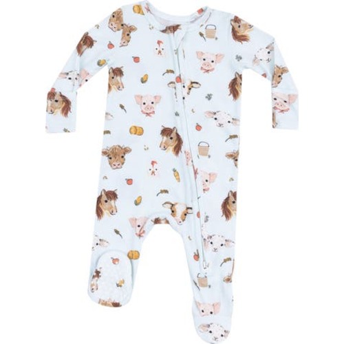 Animal Faces Zip Footie, 0-3M