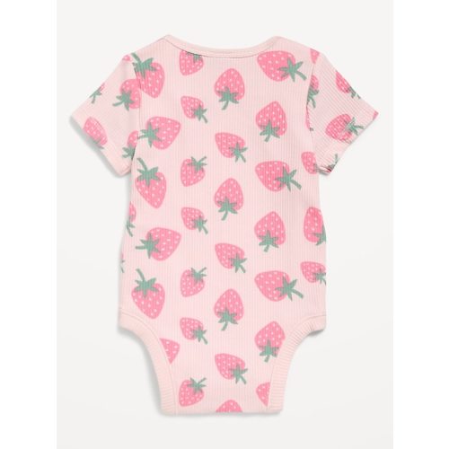 Printed Short-Sleeve Ribbed Bodysuit for Baby