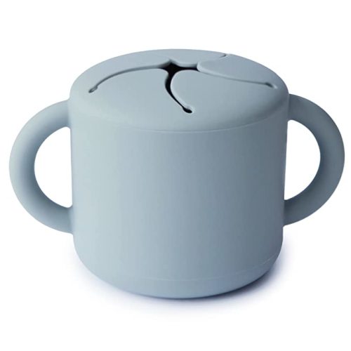 mushie Silicone Snack Cup | Spill Proof Food Container for Toddler and Baby (Powder Blue)