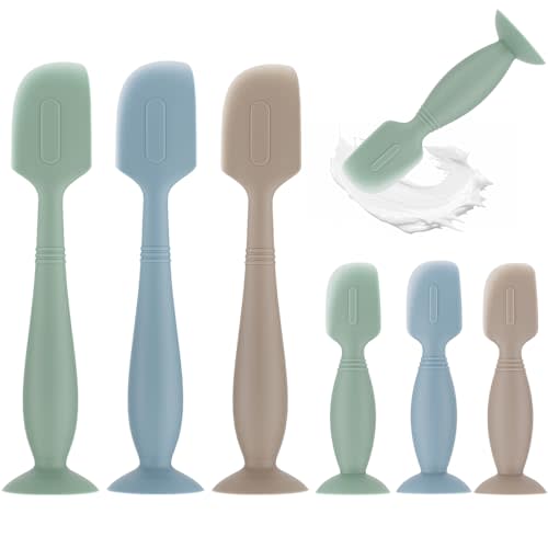 6Pack Baby Diaper Cream Spatula - Soft Silicone Diaper Cream Applicator, Butt Paste Spatula for Newborn Baby, 3xLarge Size, 3xSmall Size (Green/Khaki/Blue)