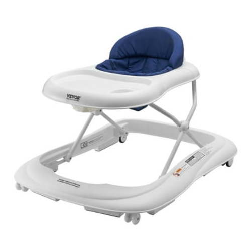 KFFKFF Baby Walker, Foldable Height Adjustable Baby Walker with Wheels, Infant Toddler Walker with Feeding Tray, Anti-Rollover Activity Walker Helper for Boy Girl 6-12 Months