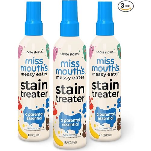 Miss Mouth's Messy Eater Stain Treater Spray - 4oz 3 Pack Stain Remover - Newborn & Baby Essentials - No Dry Cleaning Food, Grease, Coffee Off Laundry, Underwear, Fabric