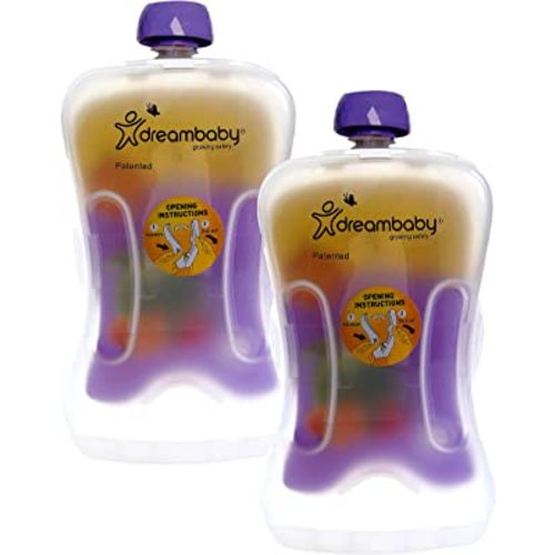 Dreambaby Pouch Pal Self Feeding Baby Food Pouch Holder - Model L555 - No Squeeze, No Spill, No Mess Reusable Container for Toddlers (2 Pack)