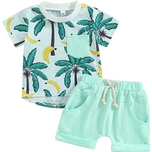 Kupretty Baby Boy Clothes Toddler Summer Outfit Short Sleeve T-Shirt Tee Tops Joggers Casual Shorts 2Pcs Clothing Set