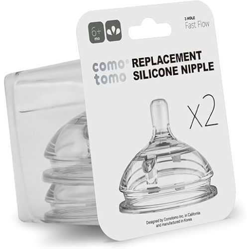 Comotomo Silicone Replacement Nipple, Fast Flow, 6+ Months, 2 Count