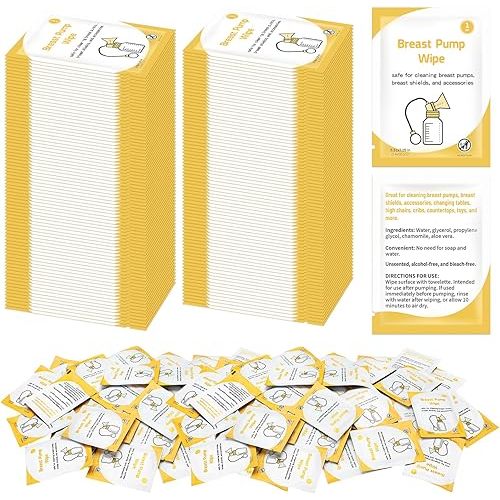 Demissle 100 Pack Breast Pump Wipes Individually Wrapped Quick Clean Pump Parts Cleaning Wipes for Tables, Countertops, Chairs, and More Convenient and Hygienic Breastfeeding Supplie