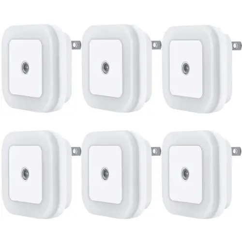 Uigos LED Night Light Lamp with Smart Sensor Dusk to Dawn Sensor, Daylight White, 0.5W Plug-in, 6-Pack