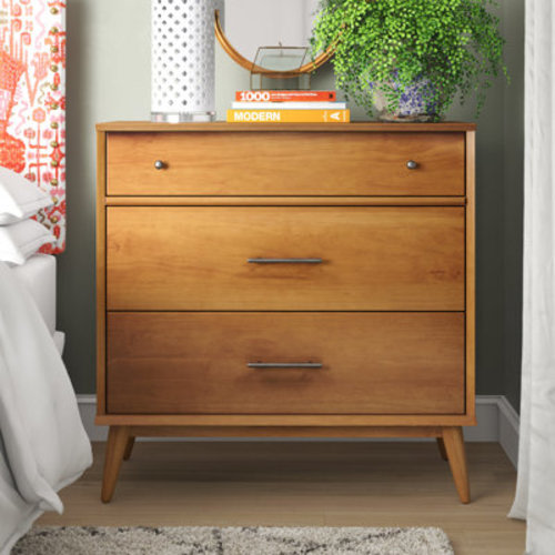George Oliver Ashlie 3 Drawer 36" W Solid Wood Dresser & Reviews | Wayfair