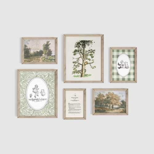 Winnie the Pooh Gallery Art Set, Nursery Prints, A.A. Milne, Childrens Gift, Woodland Nursery Kids Room, Sage Green Artwork, Baby Room Decor