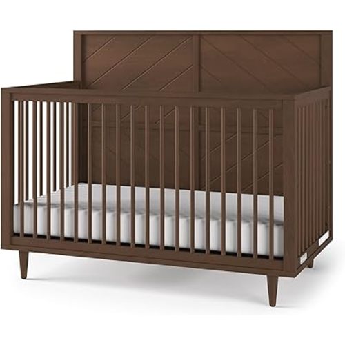 Child Craft Surrey Hill 4-in-1 Convertible Crib, Baby Crib Converts to Day Bed, Toddler Bed and Full Size Bed, 3 Adjustable Mattress Positions, Non-Toxic, Baby Safe Finish (Toasted Chestnut)