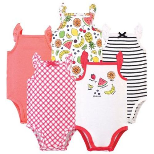Touched By Nature Baby Girl Organic Cotton Bodysuits 5pk, Fruit, 0-3 Months