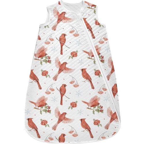 vvfelixl Cardinal Birds with Red Berries Baby Sleeping Bag Sleep Sack,Baby Wearable Blanket Sleep Suit for 0-6 Months