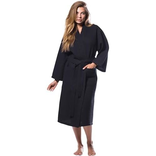 Turquaz Lightweight Full-Length Robes For Women Waffle Kimono Bathrobe - Soft, Fast-Drying, Long-Lasting Cotton Blend Unisex