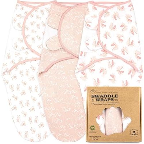 Bublo Baby Swaddles for Newborns – 3-Pack Infant Swaddles 0-3 Months – Adjustable Swaddle Sleep Sack with Zipper – Soft Organic Cotton Baby Wrap for Safe & Cozy Sleep