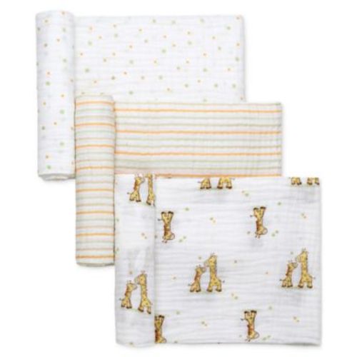 Baby 3-Pc. Muslin Giraffe Blankets Set