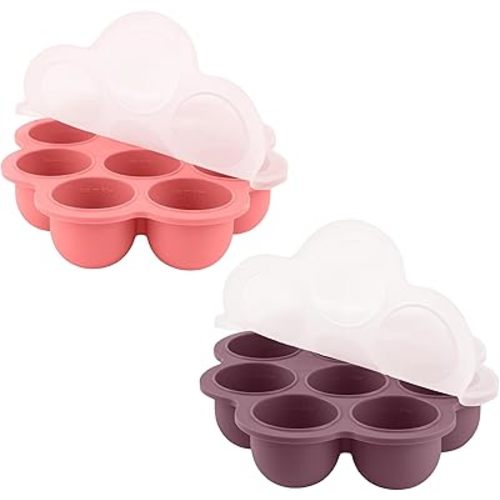 KeaBabies Silicone Baby Food Freezer Tray with Clip-on Lid - 2oz x 10 Pods Baby Food Silicone Freezer Molds, Breast Milk Freezer Tray, Dishwasher, Microwave, BPA-Free Baby Food Storage Tray