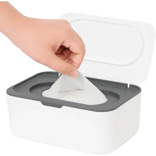 Wipes Dispenser, Wipe Holder for Baby & Adult, Seposeve Refillable Wipe Container, Keeps Wipes Fresh, One-Handed Operation. Non-Slip, Easy Open/Close Wipes Pouch Case, (Grey)