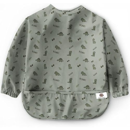 Bubba Bear Baby Bib with Sleeves, Long Sleeve Toddler Feeding Apron Bibs for Eating & Lead Weaning, Mess Proof Full Sleeved