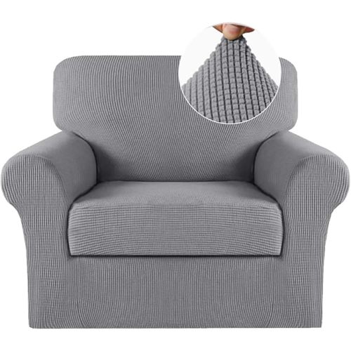 Turquoize 2 Piece Chair Covers Chair Slipcovers for Living Room Armchair Sofa Covers Chair Couch Cover with Arms Washable Furniture Protector for Chairs Feature Thick Jacquard Fabric (Chair, Dove)