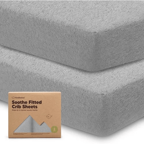 KeaBabies 2-Pack Organic Crib Sheets for Boys, Girls - 52x28 Fitted Crib Mattress Sheet Neutral, Breathable Jersey Cotton Cover for Baby Bed, Toddler Mattress, Soft & Cute Prints (Storm)