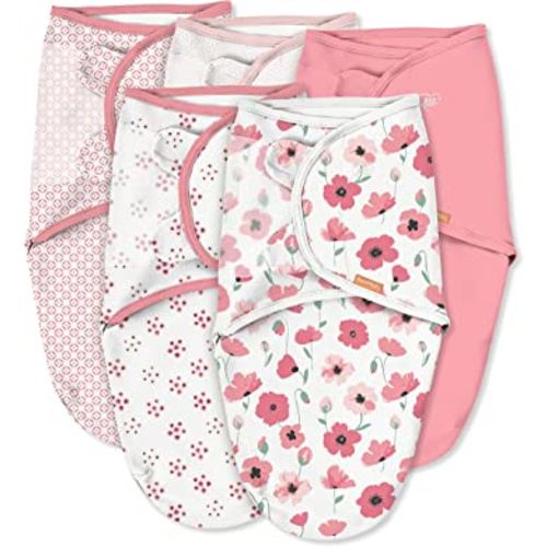 SwaddleMe Original Swaddle – Size Small/Medium, 0-3 Months, 5-Pack (Pretty Poppy )