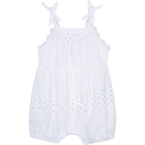 Baby Eyelet Romper, 12M, White
