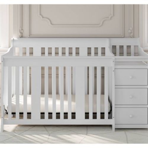 Storkcraft Portofino 5-in-1 Convertible Crib and Changer - White