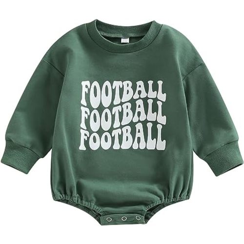 Baby Girl Boy Football Outfit Game Day Football Sweatshirt Romper Oversized Bodysuit Fall Winter Clothes