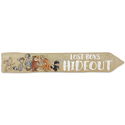 Disney Peter Pan Lost Boys Hideout Arrow Wood Wall Decor - Fun Lost Boys Sign for Kids' Bedroom or Play Room
