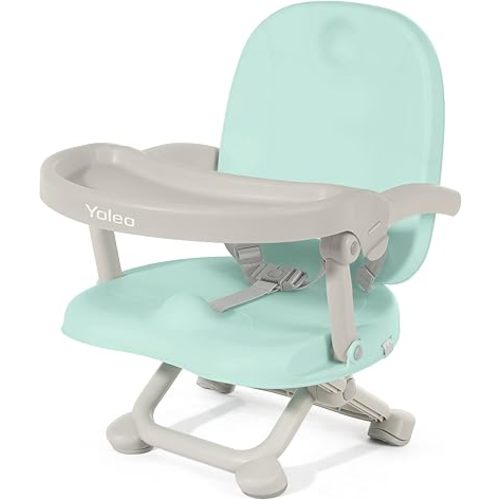 YOLEO Baby High Chair Booster Seat for Dining Table, Foldable High Chairs with Adjustable Heights, Travel Booster Seat with Removable Tray