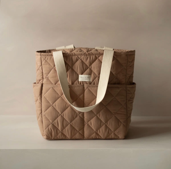 Quilted Backpack Diaper Bag | Tan