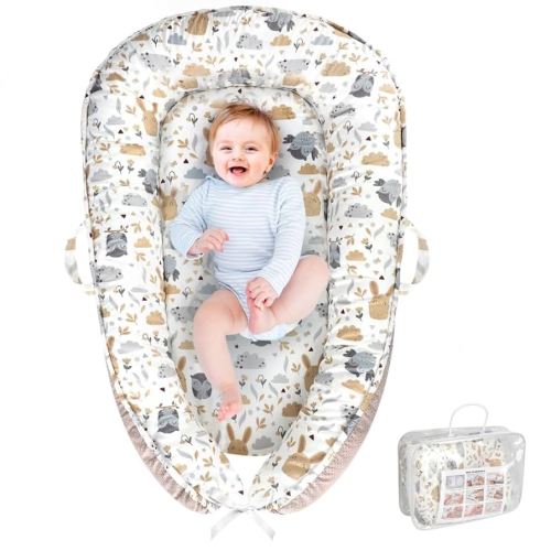 Baby Lounger, Baby Lounger for Newborn 0-24 Months, Portable and Soft Baby Nest, Babies Essential Gifts, Breathable Portable Infant Lounnger for Travel and Home