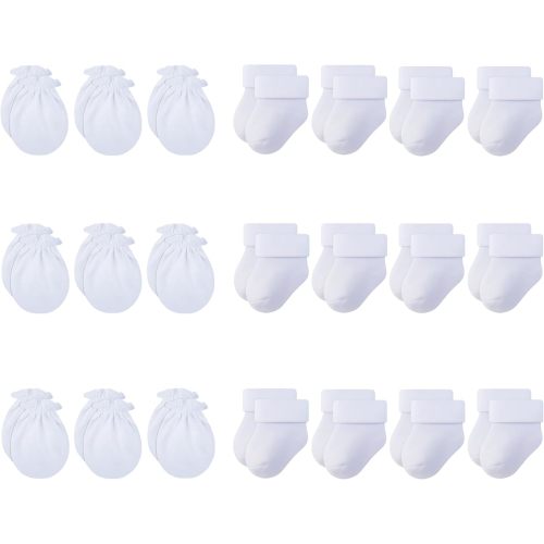RATIVE Bundle No Scratch Mittens and Newborn Socks 0-6 Months for Baby Boys Girls