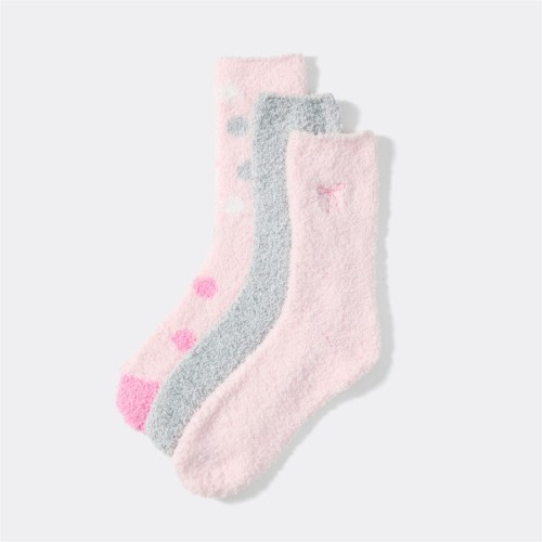 Brilliant Basics Women's Home Sock 3 Pack - Pink & Grey
