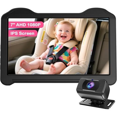 7-Inch Baby Car Camera for SUVs & Large Cars: Clearer HD 1080P Non-Obstructing Monitor for RAV4 CR-V Model Y‌ Equinox‌ - 150° Wide Angle View & Clear Night Vision - Easy Install for New Parents