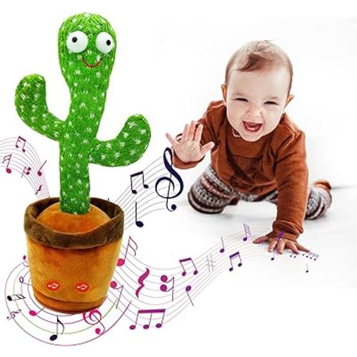 Dancing Cactus Toy Talking Singing Plush Toy Mimicking Repeats What You Say, Have Recording & 120 Funny Musical Songs Wiggly Dance with Lighting Funny Kids Gift